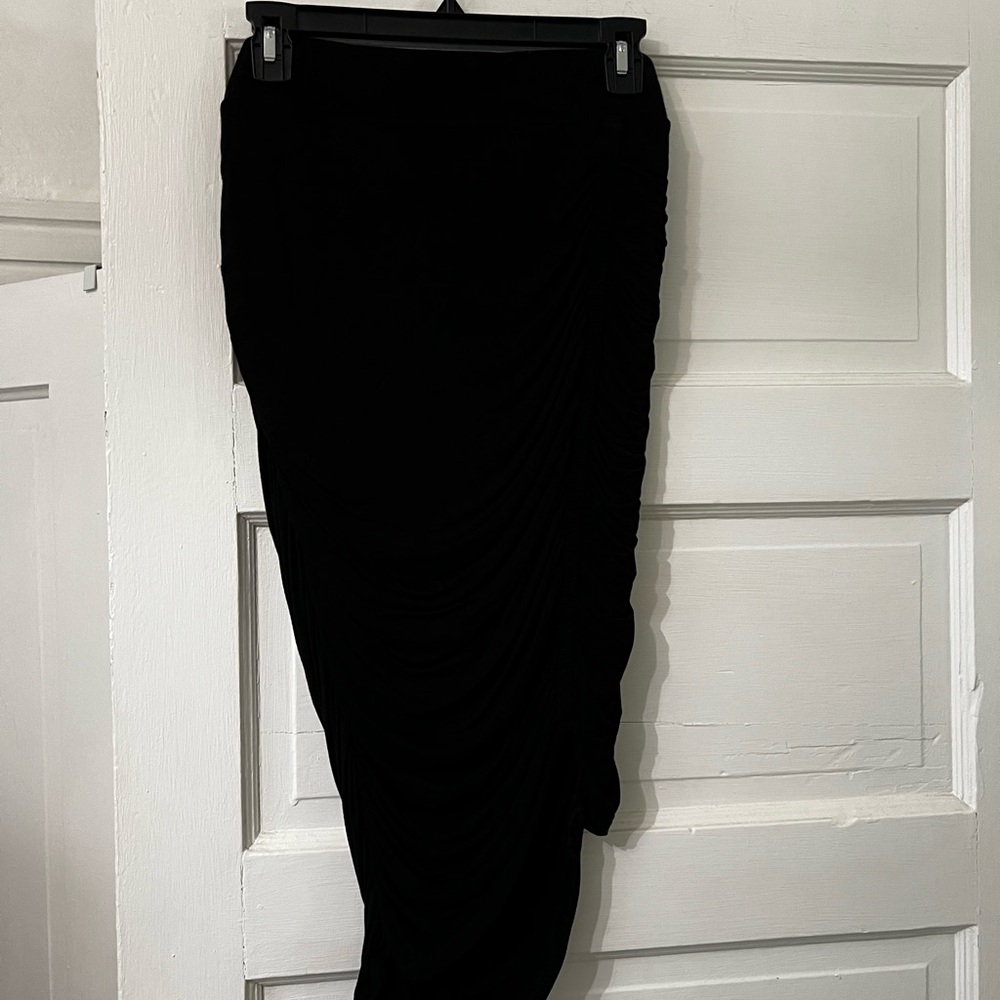 Torrid Black Asymmetrical Ruched Maxi Pencil Skirt